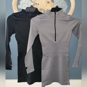 New 2pc. OQQ Bodycon Ribbed Long Sleeve Dresses With Cute Thumb Holes.